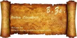 Beke Zsombor névjegykártya